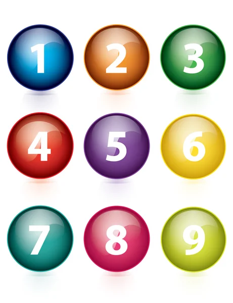 Vector - conjunto de colores botón de números — Vector de stock
