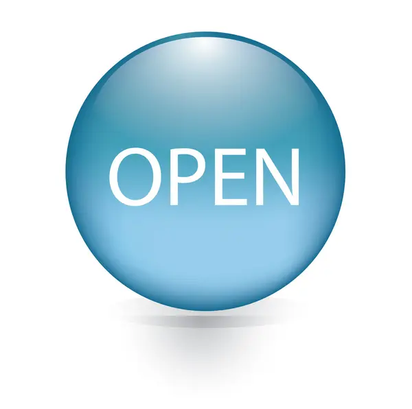 Open blue button — Stock Vector