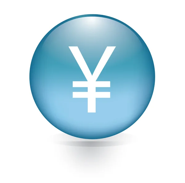 日元的标记蓝色按钮 — 图库矢量图片