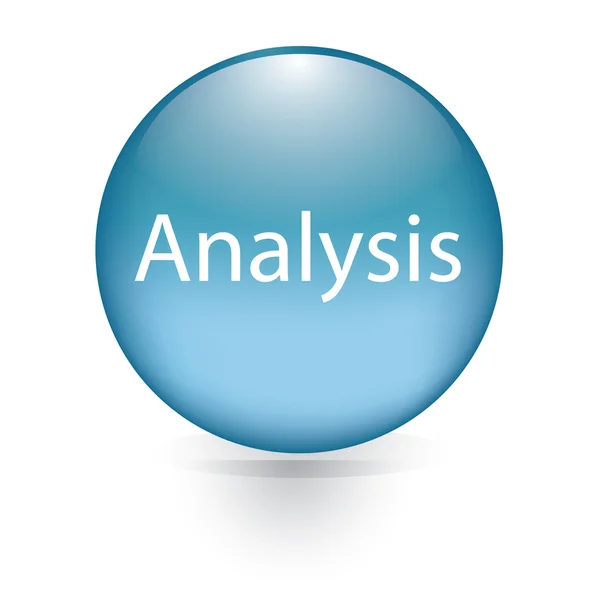 Analýza slovo modré tlačítko — Stockový vektor