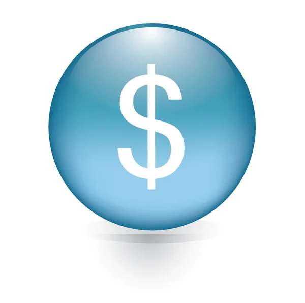 Dollar symbool blauwe knop — Stockvector
