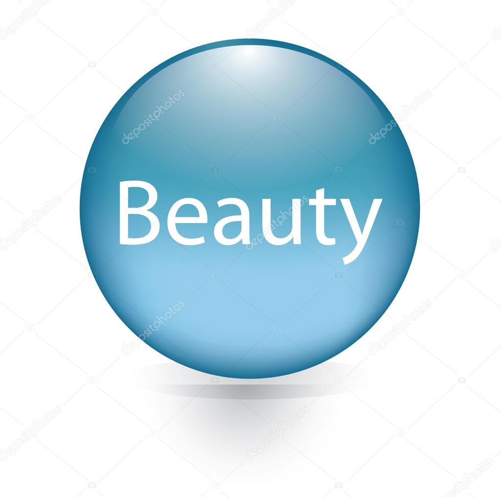 Beauty word blue button