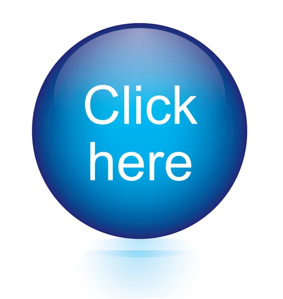 Clicca qui pulsante circolare blu — Vettoriale Stock