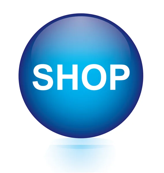 Shop bouton circulaire bleu — Image vectorielle