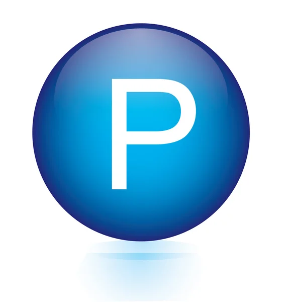 Lettre P bouton circulaire bleu — Image vectorielle