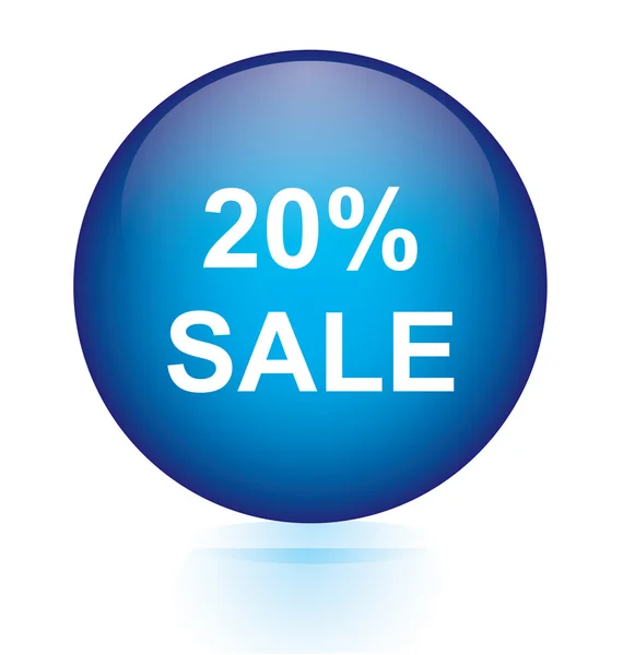 Sprzedaż dwadzieścia procent niebieski okrągły przycisk — Wektor stockowy