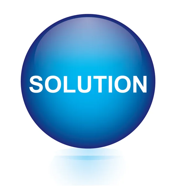 Solución botón circular azul — Vector de stock