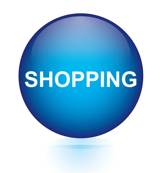 Blauwe ronde knop winkelen — Stockvector
