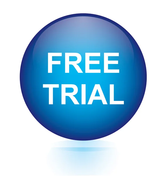 Teste gratuito botão circular azul — Vetor de Stock