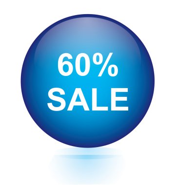 Satışı yüzde altmış mavi dairesel düğmesi