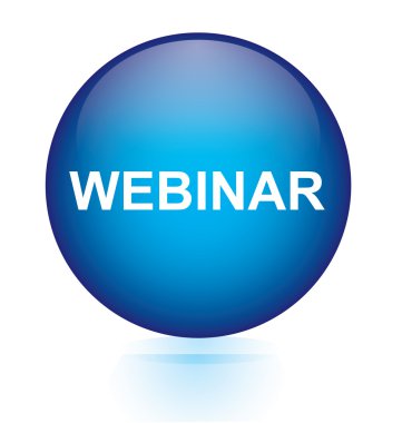 Dairesel düğmesi Webinar işareti mavi