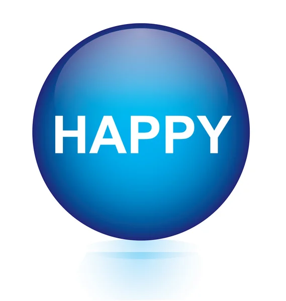 Happy blue circular button — Stock Vector