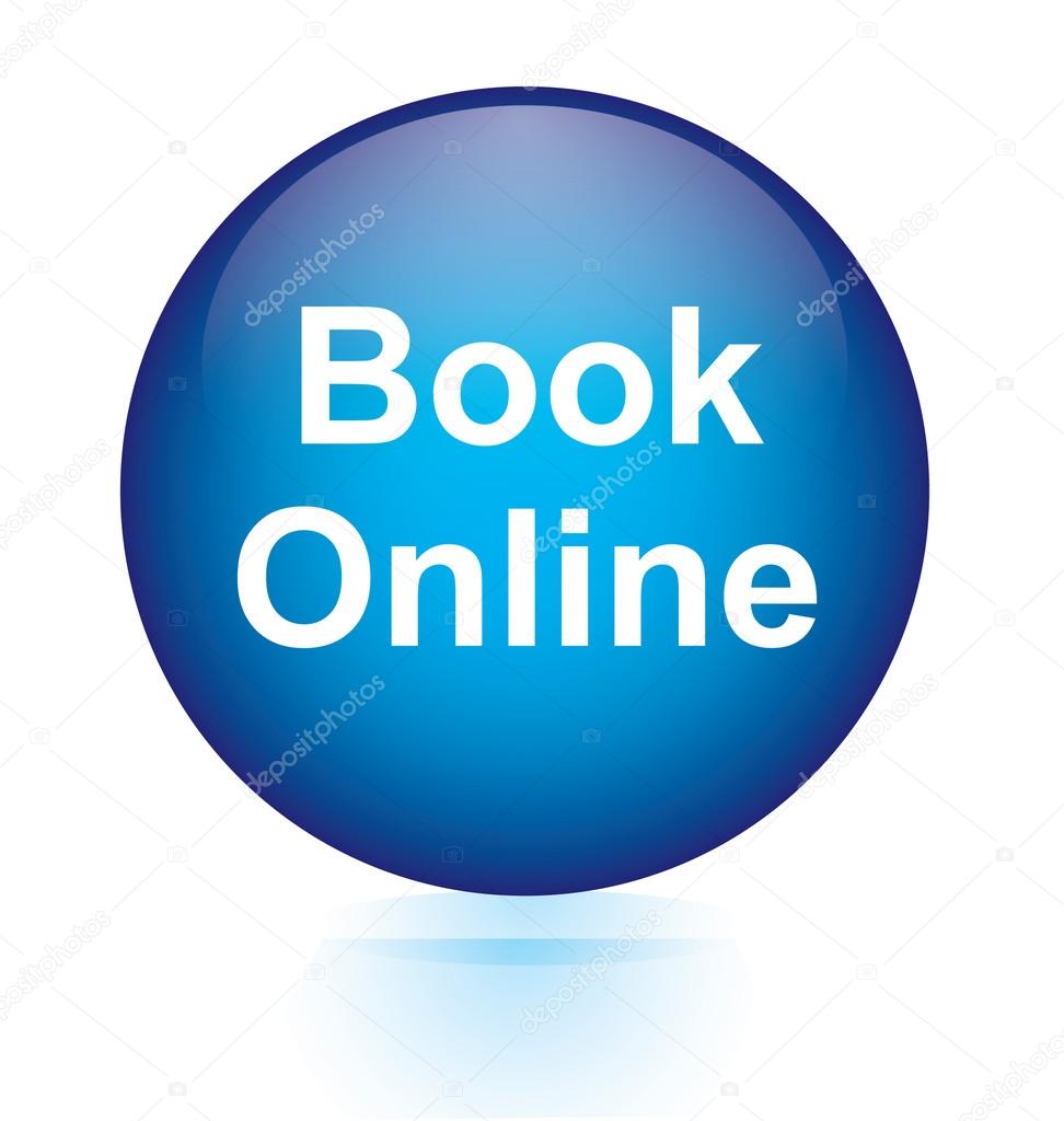 Book online blue circular button