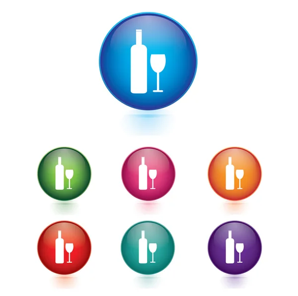 Vector - Set of Bottle and glass icons. — Stock Vector