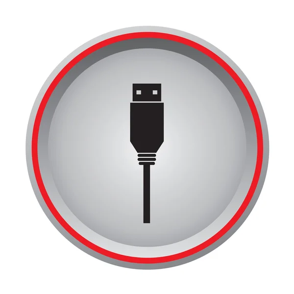 Usb icono de la unidad flash botón circular — Archivo Imágenes Vectoriales