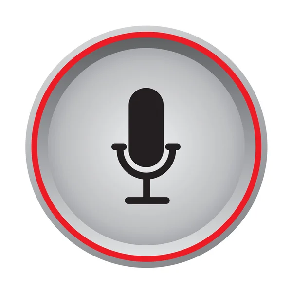 Mikrofon ikon kör alakú gomb — Stock Vector