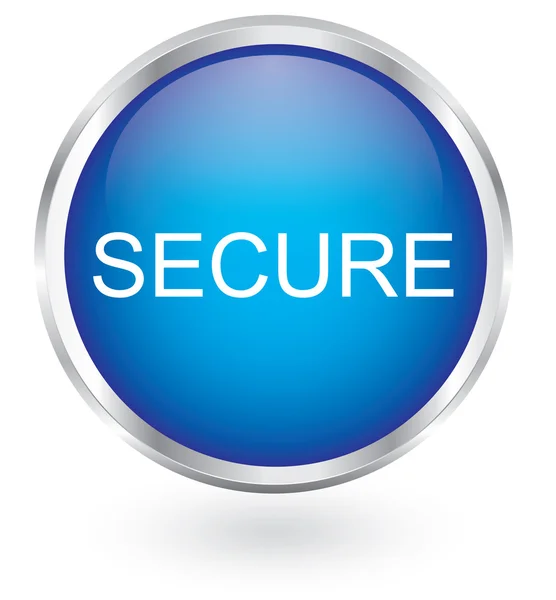 Secure icon glossy button — Stock Vector