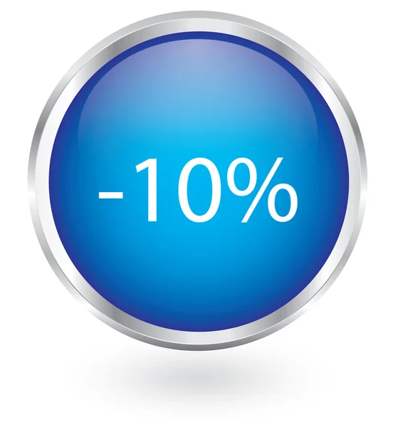 10 percent discount icon glossy button — Stock Vector