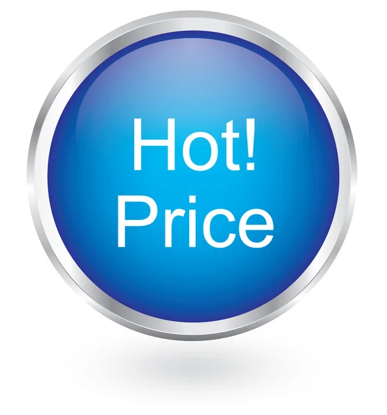 Azul preço quente botão brilhante — Vetor de Stock