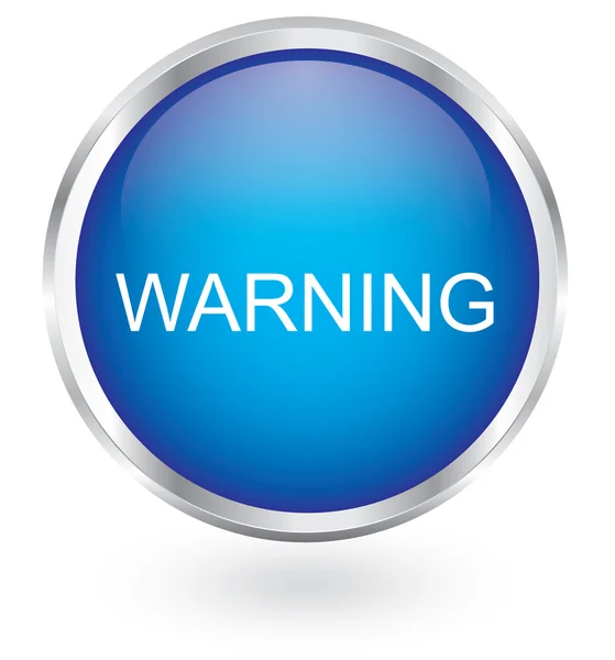 Blue warning glossy button — Stock Vector