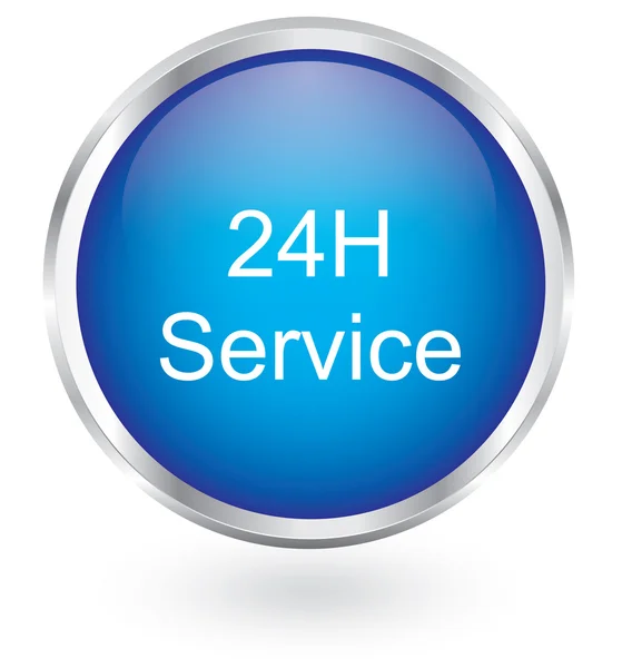 Bouton brillant bleu 24H Service — Image vectorielle