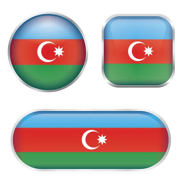 Set of Azerbaijan flag glossy buttons — Stock Vector