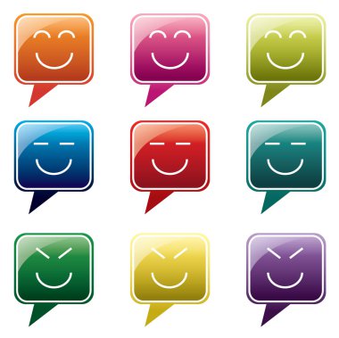 Vektör - renkli konuşma grup gülümsemek yüz simgesi ile bubbles.