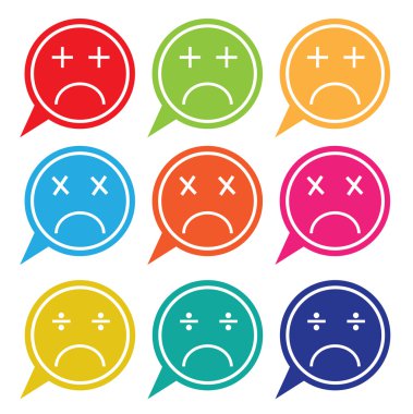 Vektör - renkli konuşma kümesi üzgün yüz simgesi ile bubbles.