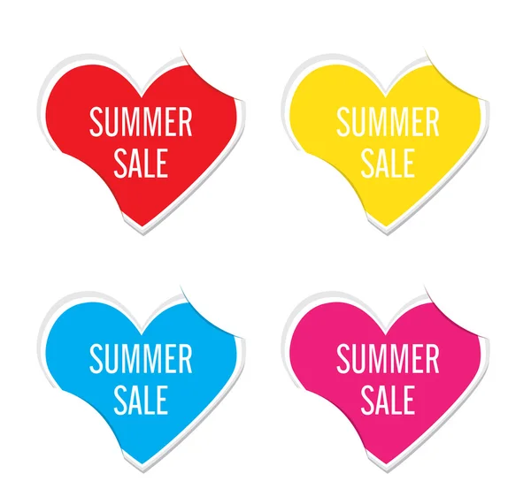 Wektor - Summer Sale valentine serca naklejki. — Wektor stockowy