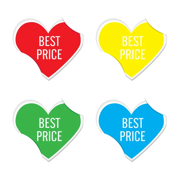Vektor - Nejlepší cena symbol ikona valentýnské srdce samolepky. — Stockový vektor