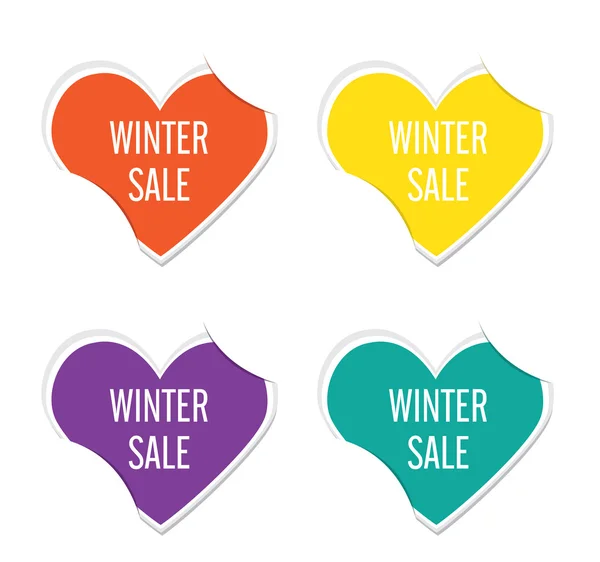 Vector - winter sale valentine heart stickers. — Stock Vector