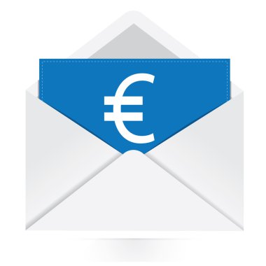 Envelope with Euro EUR symbol icon clipart