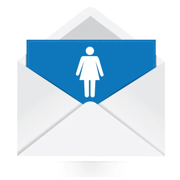 Envelope with female sign icon — Stock Vector