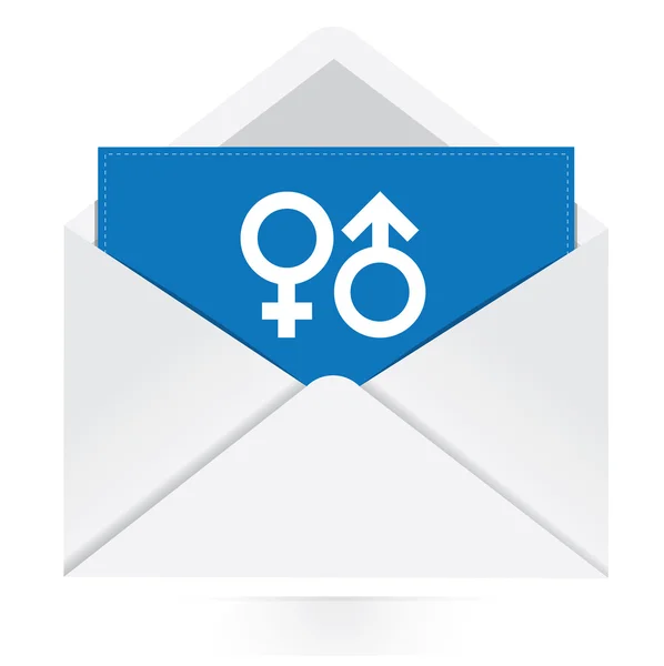 Enveloppe avec icône de symbole sexuel — Image vectorielle