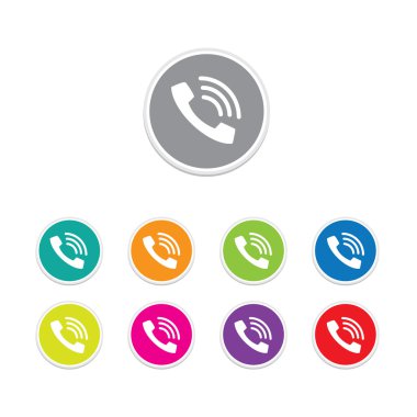 Vektör - telefon düğme. Yuvarlak Etiketler.
