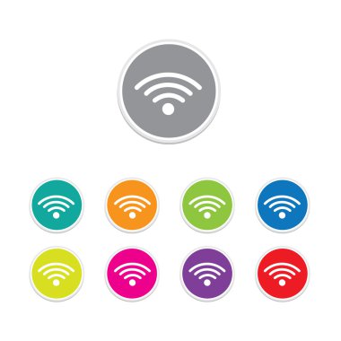 Vektör - wifi simgesi. Yuvarlak Etiketler.