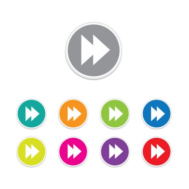 Vektör - ileri simgesi. Yuvarlak Etiketler.