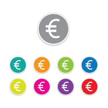 Vektör - euro simgesi. Yuvarlak Etiketler.