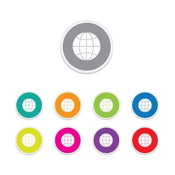 Vector - globe knop. Ronde stickers. — Stockvector