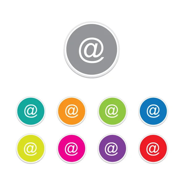 Conjunto de icono circular de correo electrónico sobre fondo blanco — Vector de stock