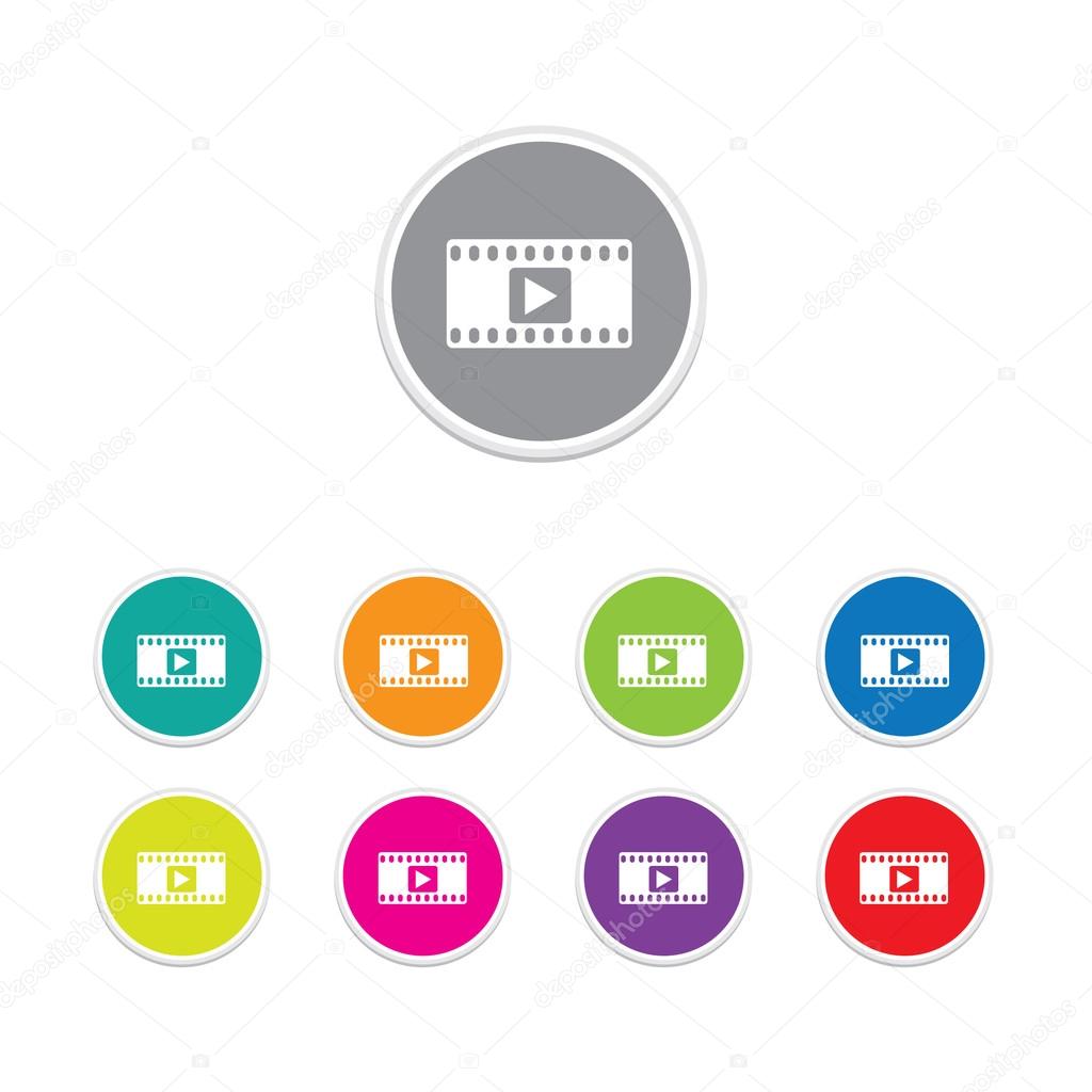 Vector - play video button. Round stickers.