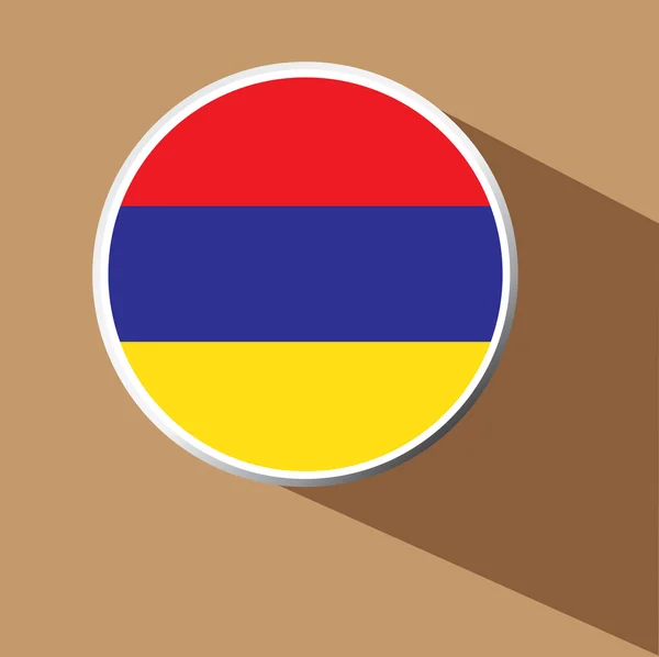 Vector - Armenia Botón de la bandera icono con sombra larga — Vector de stock