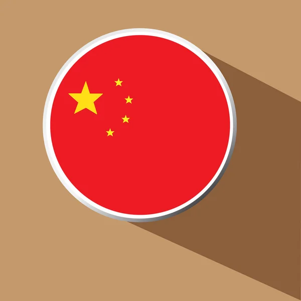 ベクトル - 長い影と中国国旗ボタン アイコン — ストックベクタ