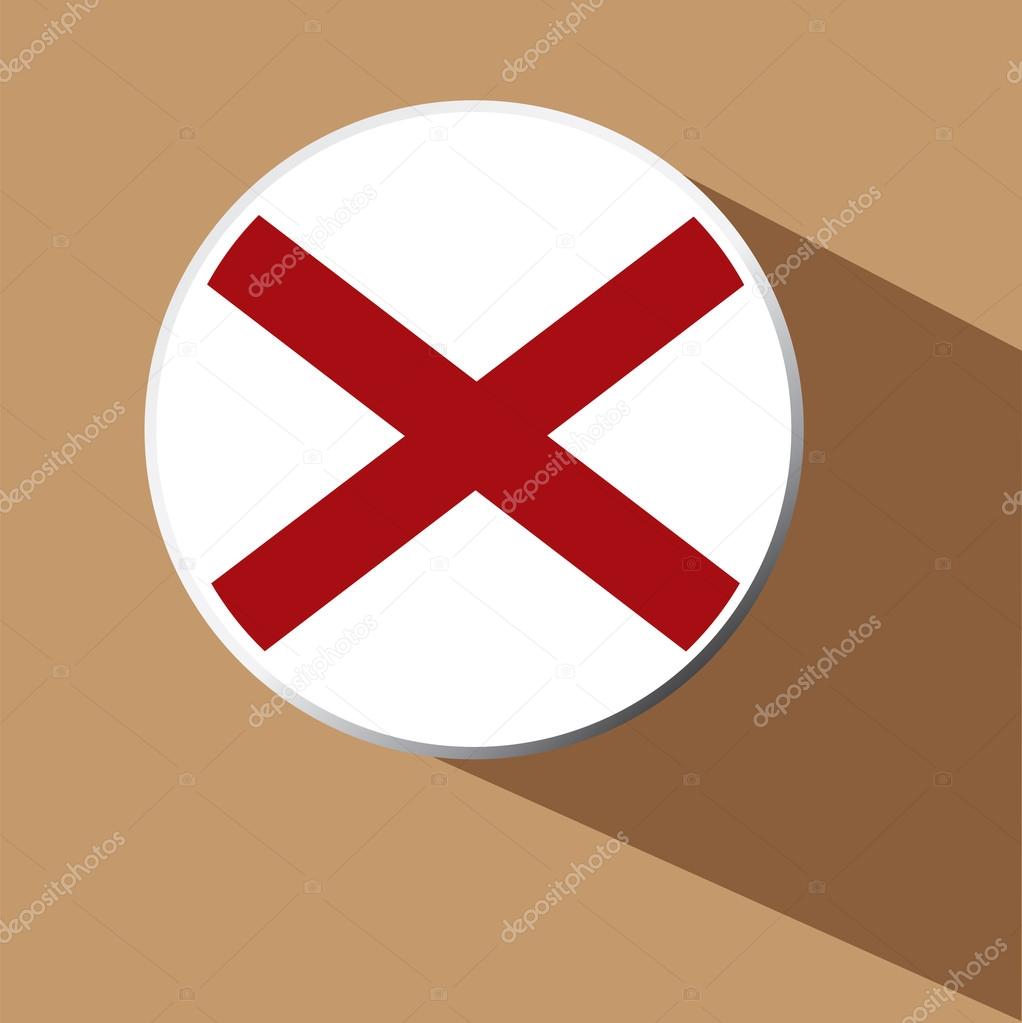 Vector - Alabama Flag Button Icon with long shadow