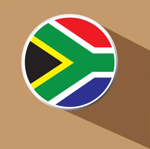 Vettoriale - Icona con Pulsante Bandiera Sud Africa con lunga ombra — Vettoriale Stock
