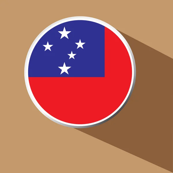 Vector - Samoa icono del botón de bandera con sombra larga — Vector de stock