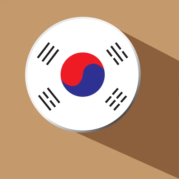 Vektor - Jižní Korea vlajka tlačítko ikona s dlouhý stín — Stockový vektor