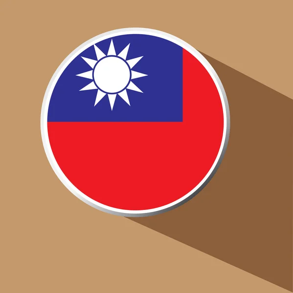 Vector - Taiwan flag button icon with long shadow — Stock Vector