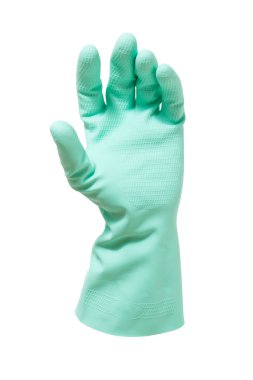 insan elinde eldiven beyaz zemin üzerine