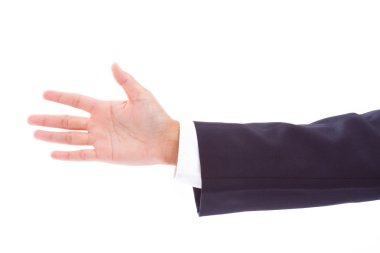 Adam el işaret izole üzerinde beyaz arka plan ile